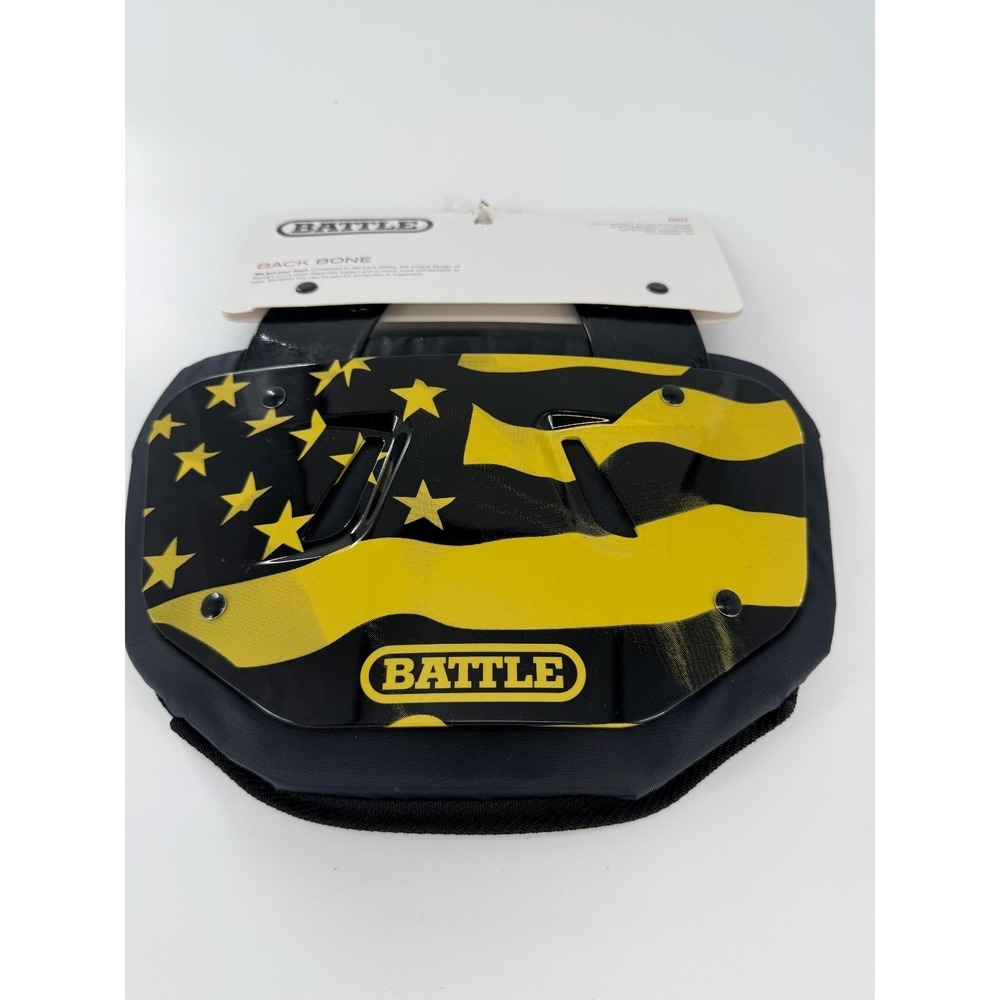 Battle American Flag 2.0 Gold & Black Chrome Football Back Plate Adult New